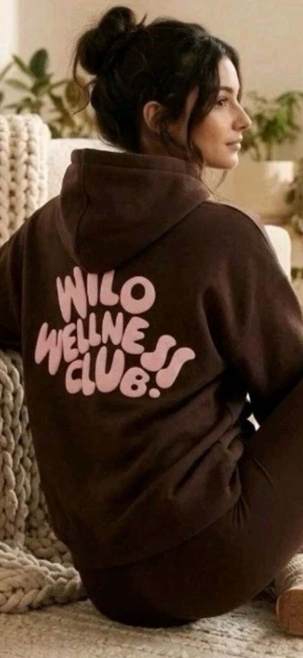 Wilo The Label Wilo Wellness Club Brown Pink Hoodie Large Lazy Comfy